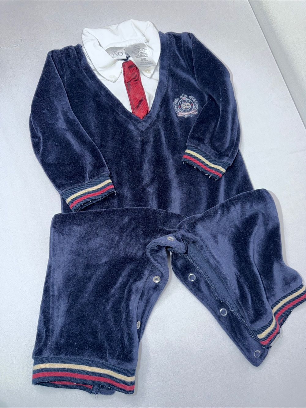 Navy Plush One-Piece with Tie by Unknown Brand